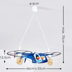 hofstein Suspension Fiete Bleu, Argenté, 2 lumières