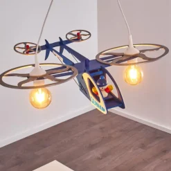 hofstein Suspension Fiete Bleu, Argenté, 2 lumières