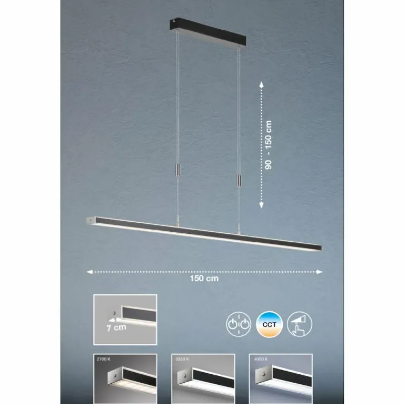 Luminaires Fischer & Honsel Suspension Fischer & Honsel Vitan TW LED Noir, 1 lumière* Suspensions