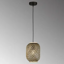 Style Boho-Chic-Luminaires Fischer & Honsel Suspension Fischer & Honsel Hummel Noir, 1 lumière
