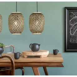 Style Boho-Chic-Luminaires Fischer & Honsel Suspension Fischer & Honsel Hummel Noir, 3 lumières