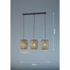 Style Boho-Chic-Luminaires Fischer & Honsel Suspension Fischer & Honsel Hummel Noir, 3 lumières
