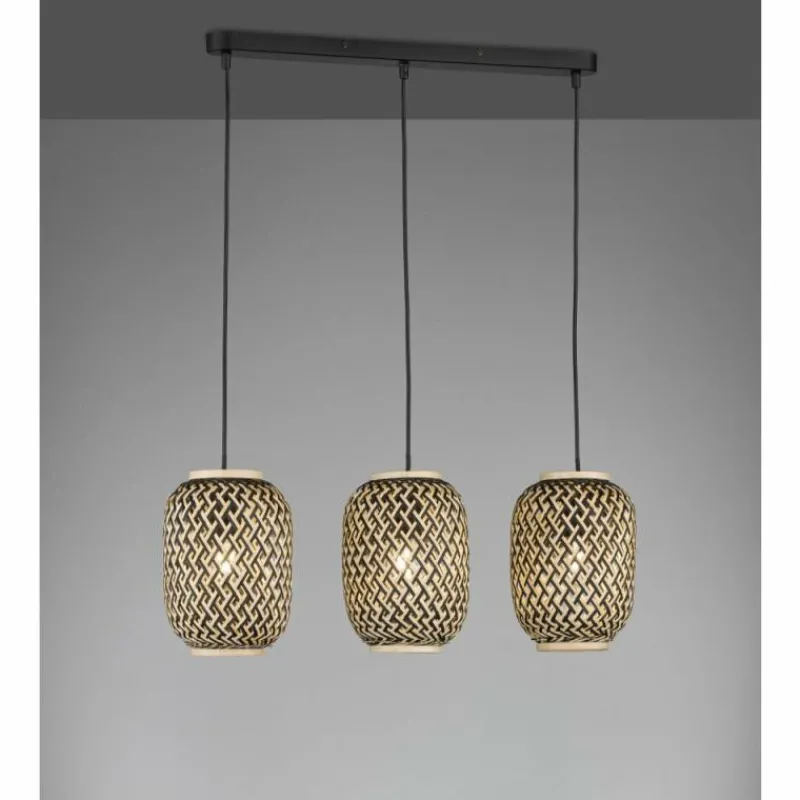 Style Boho-Chic-Luminaires Fischer & Honsel Suspension Fischer & Honsel Hummel Noir, 3 lumières