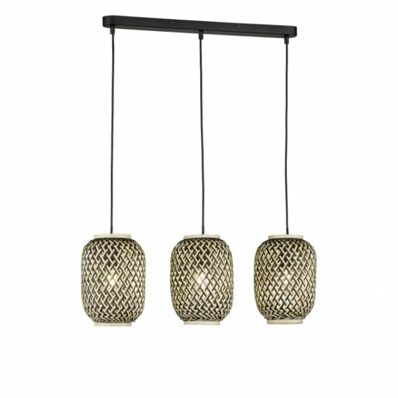 Style Boho-Chic-Luminaires Fischer & Honsel Suspension Fischer & Honsel Hummel Noir, 3 lumières