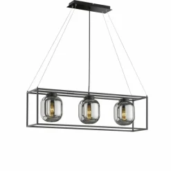 Suspension Verre Fumé-Luminaires Fischer & Honsel Suspension Fischer & Honsel Regi Noir, 3 lumières