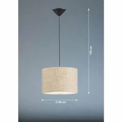 Lampes En Tissu-Luminaires Fischer & Honsel Suspension Fischer & Honsel Vigo Noir, 1 lumière