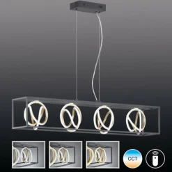 Luminaires Fischer & Honsel Suspension Fischer & Honsel Gisi LED Noir, 4 lumières, Télécommandes* Éclairage Led