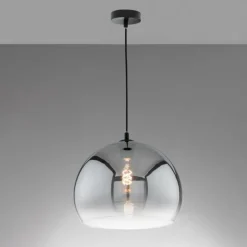 Suspension Verre Fumé-Luminaires Fischer & Honsel Suspension Fischer & Honsel Amos Noir, 1 lumière