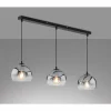 Suspension Verre Fumé-Luminaires Fischer & Honsel Suspension Fischer & Honsel Amos Noir, 3 lumières