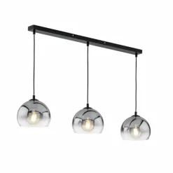 Suspension Verre Fumé-Luminaires Fischer & Honsel Suspension Fischer & Honsel Amos Noir, 3 lumières