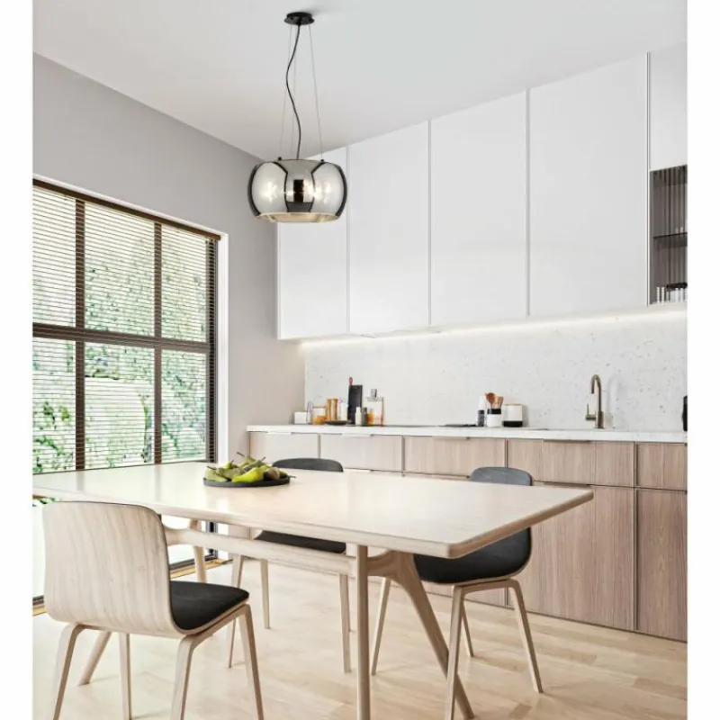 Suspension Verre Fumé-Luminaires Fischer & Honsel Suspension Fischer & Honsel Dima Noir, 3 lumières