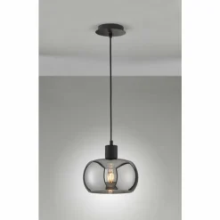 Suspension Verre Fumé-Luminaires Fischer & Honsel Suspension Fischer & Honsel Dima Noir, 1 lumière