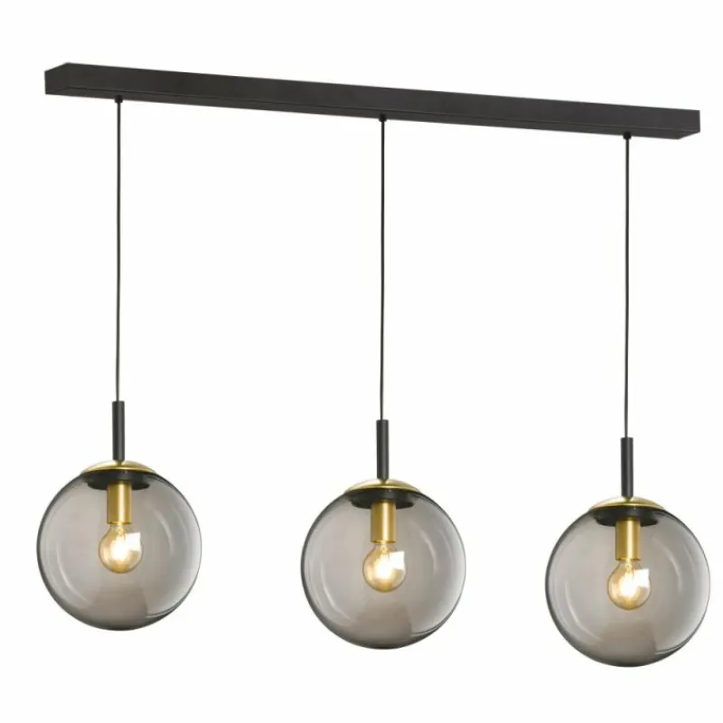 Suspension Verre Fumé-Luminaires Fischer & Honsel Suspension Fischer & Honsel Dini Noir, 3 lumières