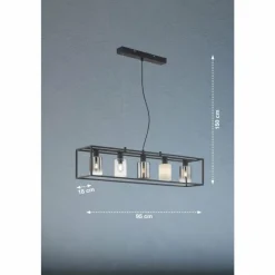 Suspension Verre Fumé-Luminaires Fischer & Honsel Suspension Fischer & Honsel Iska Noir, 5 lumières