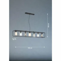 Suspension Verre Fumé-Luminaires Fischer & Honsel Suspension Fischer & Honsel Iska Noir, 7 lumières