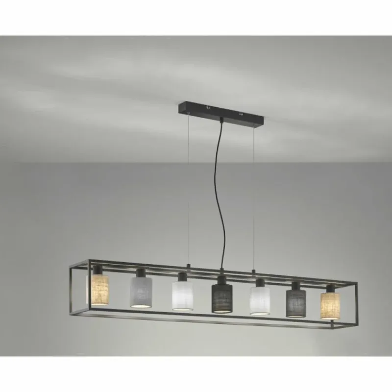 Lampes En Tissu-Luminaires Fischer & Honsel Suspension Fischer & Honsel Isko Noir, 7 lumières
