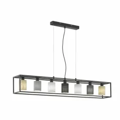 Lampes En Tissu-Luminaires Fischer & Honsel Suspension Fischer & Honsel Isko Noir, 7 lumières