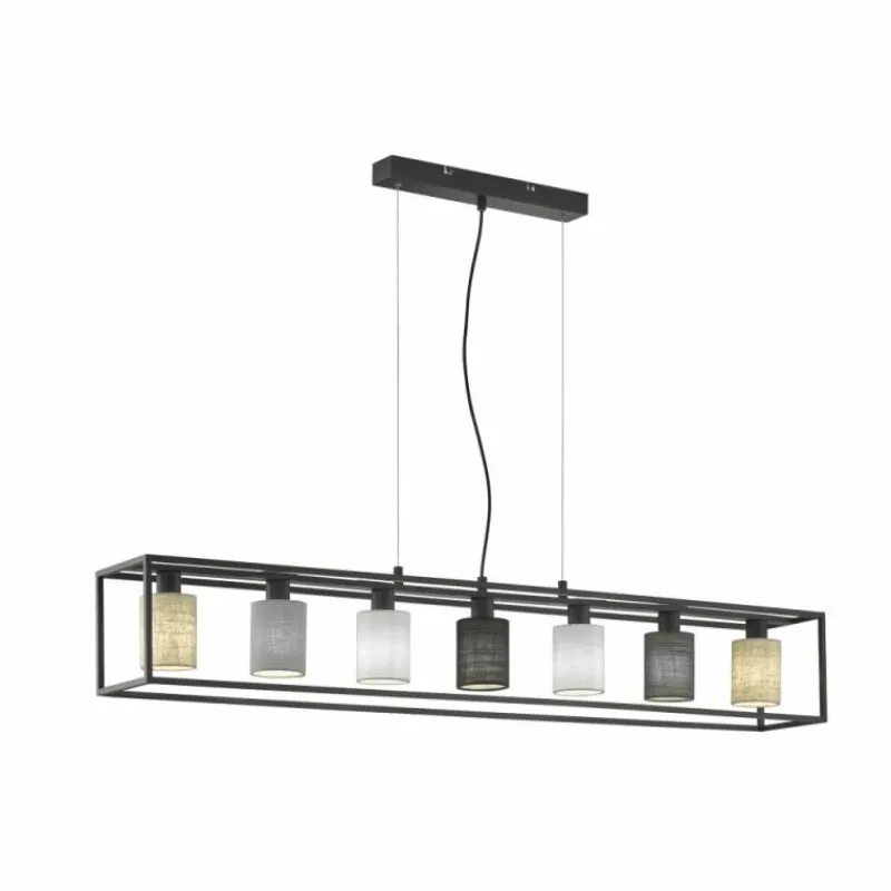 Lampes En Tissu-Luminaires Fischer & Honsel Suspension Fischer & Honsel Isko Noir, 7 lumières