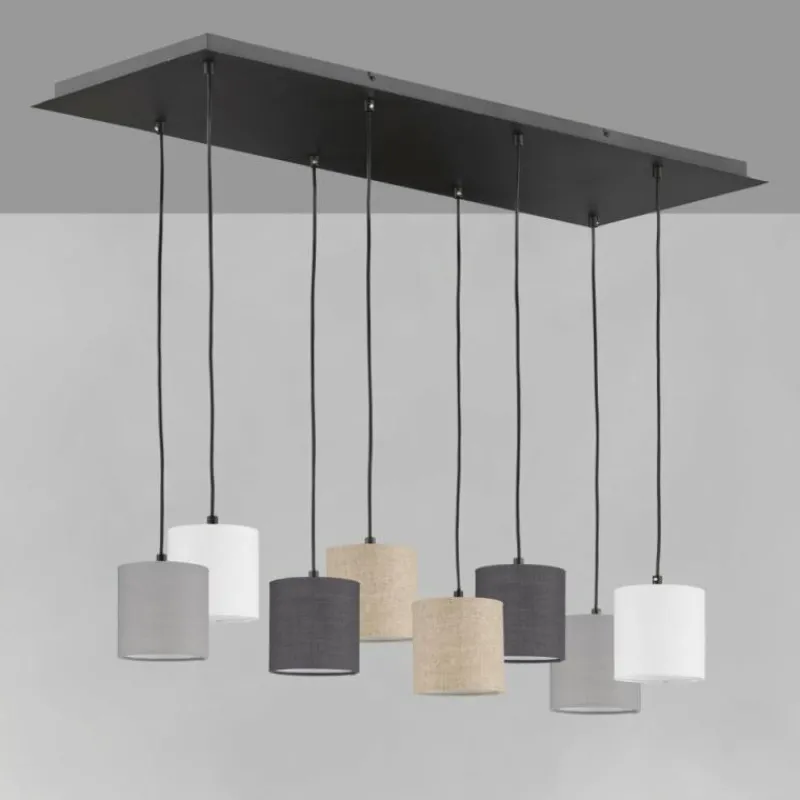 Lampes En Tissu-Luminaires Fischer & Honsel Suspension Fischer & Honsel Isko Noir, 8 lumières