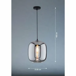 Suspension Verre Fumé-Luminaires Fischer & Honsel Suspension Fischer & Honsel Nayla Noir, 1 lumière