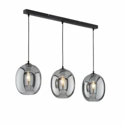 Suspension Verre Fumé-Luminaires Fischer & Honsel Suspension Fischer & Honsel Nayla Noir, 3 lumières