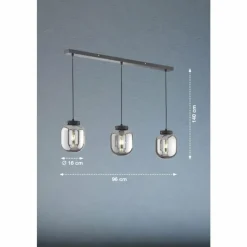 Suspension Verre Fumé-Luminaires Fischer & Honsel Suspension Fischer & Honsel Regi Noir, 3 lumières