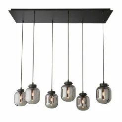 Suspension Verre Fumé-Luminaires Fischer & Honsel Suspension Fischer & Honsel Regi Noir, 6 lumières