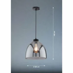 Suspension Verre Fumé-Luminaires Fischer & Honsel Suspension Fischer & Honsel Ren Noir, 1 lumière