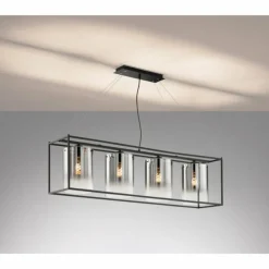 Suspension Verre Fumé-Luminaires Fischer & Honsel Suspension Fischer & Honsel Samu Noir, 4 lumières