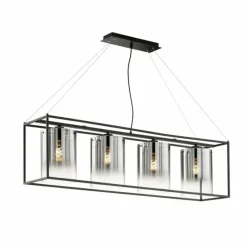 Suspension Verre Fumé-Luminaires Fischer & Honsel Suspension Fischer & Honsel Samu Noir, 4 lumières