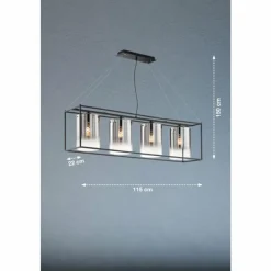 Suspension Verre Fumé-Luminaires Fischer & Honsel Suspension Fischer & Honsel Samu Noir, 4 lumières