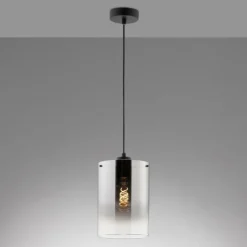 Suspension Verre Fumé-Luminaires Fischer & Honsel Suspension Fischer & Honsel Samu Noir, 1 lumière