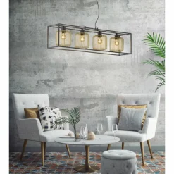 Lampes Dorées-Luminaires Fischer & Honsel Suspension Fischer & Honsel Caydo Noir, 4 lumières