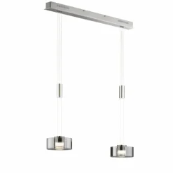 Suspension Verre Fumé-Luminaires Fischer & Honsel Suspension Fischer & Honsel Lavin LED Nickel mat, 2 lumières