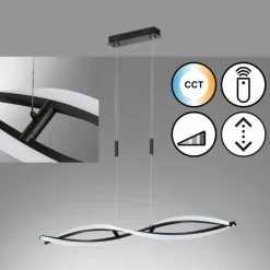 Luminaires Fischer & Honsel Suspension Fischer & Honsel Torcido LED Noir, 1 lumière, Télécommandes