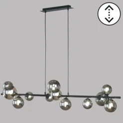 Suspension Verre Fumé-Luminaires Fischer & Honsel Suspension Fischer & Honsel Bala LED Noir, 12 lumières