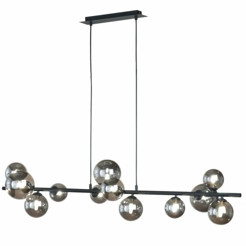 Suspension Verre Fumé-Luminaires Fischer & Honsel Suspension Fischer & Honsel Bala LED Noir, 12 lumières