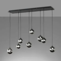 Suspension Verre Fumé-Luminaires Fischer & Honsel Suspension Fischer & Honsel Bala LED Noir, 8 lumières