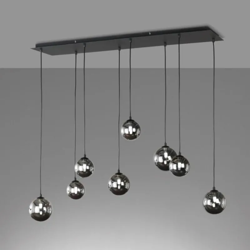 Suspension Verre Fumé-Luminaires Fischer & Honsel Suspension Fischer & Honsel Bala LED Noir, 8 lumières