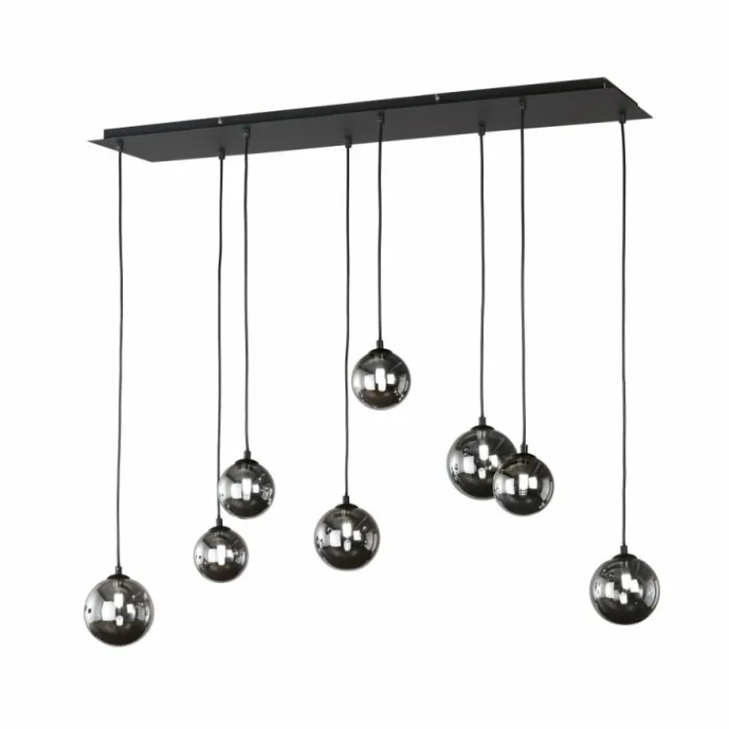 Suspension Verre Fumé-Luminaires Fischer & Honsel Suspension Fischer & Honsel Bala LED Noir, 8 lumières