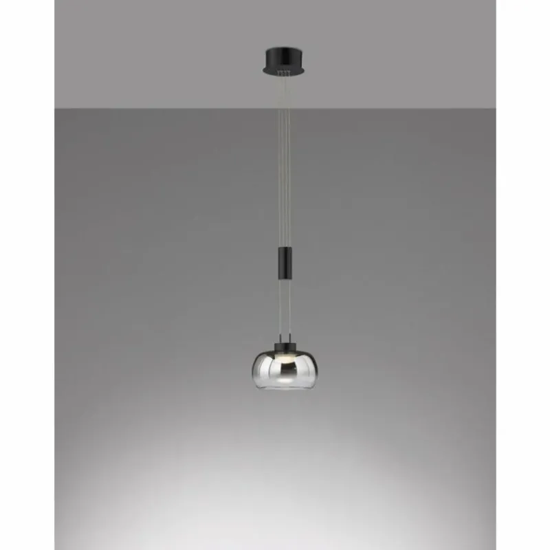 Suspension Verre Fumé-Luminaires Fischer & Honsel Suspension Fischer & Honsel Arosa LED Noir, 1 lumière
