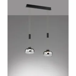 Suspension Verre Fumé-Luminaires Fischer & Honsel Suspension Fischer & Honsel Arosa LED Noir, 2 lumières
