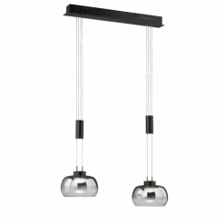 Suspension Verre Fumé-Luminaires Fischer & Honsel Suspension Fischer & Honsel Arosa LED Noir, 2 lumières