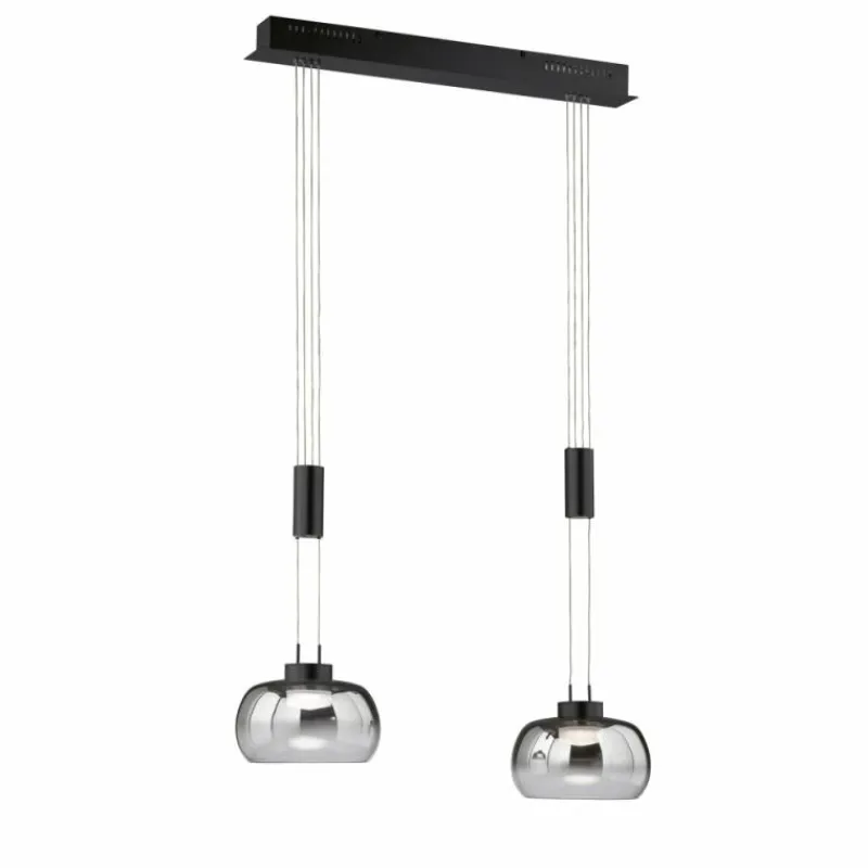 Suspension Verre Fumé-Luminaires Fischer & Honsel Suspension Fischer & Honsel Arosa LED Noir, 2 lumières