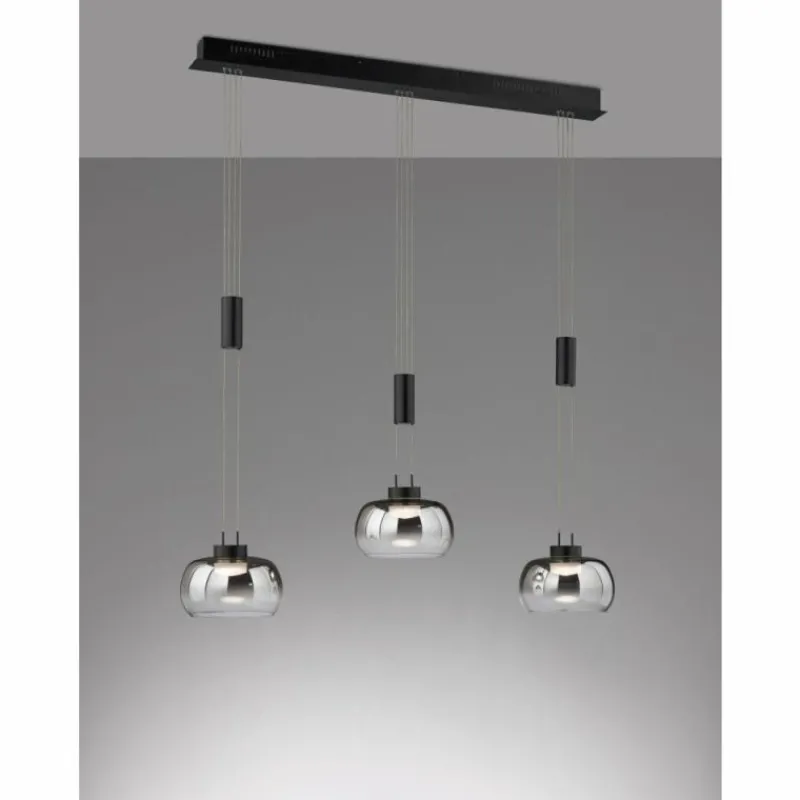 Suspension Verre Fumé-Luminaires Fischer & Honsel Suspension Fischer & Honsel Arosa LED Noir, 3 lumières