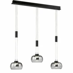Suspension Verre Fumé-Luminaires Fischer & Honsel Suspension Fischer & Honsel Arosa LED Noir, 3 lumières