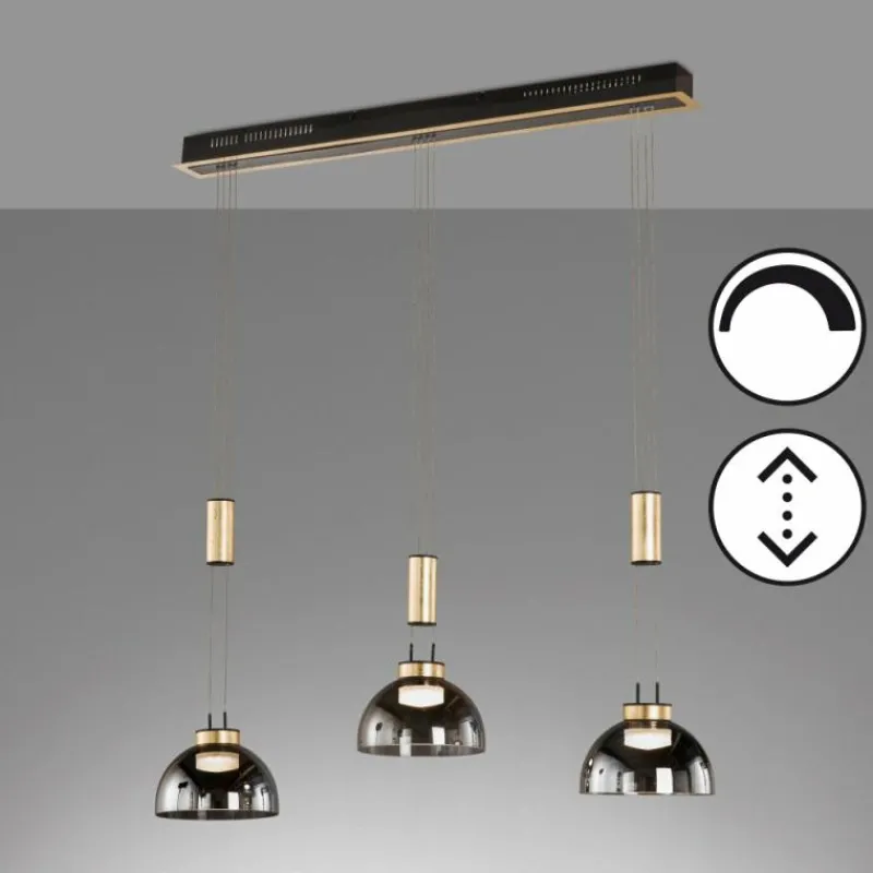 Suspension Verre Fumé-Luminaires Fischer & Honsel Suspension Fischer & Honsel Avignon LED Noir, 3 lumières