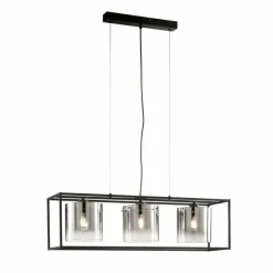 Suspension Verre Fumé-Luminaires Fischer & Honsel Suspension Fischer & Honsel Samu Noir, 3 lumières