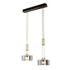 Suspension Verre Fumé-Luminaires Fischer & Honsel Suspension Fischer & Honsel Lavin LED Noir, 2 lumières