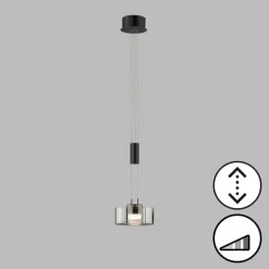 Suspension Verre Fumé-Luminaires Fischer & Honsel Suspension Fischer & Honsel Lavin LED Noir, 1 lumière